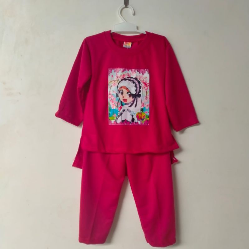 Setelan Oversize SLEBEW viral 3 4 5 6 7 8 9 10 tahun baju anak cewek perempuan terbaru Fatonah Shop pom pom ( SETELAN slebew DOLL pom )