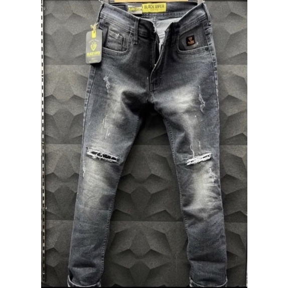 Celana Jeans Black Viper Premium/Celana jeans Pria model Sobek