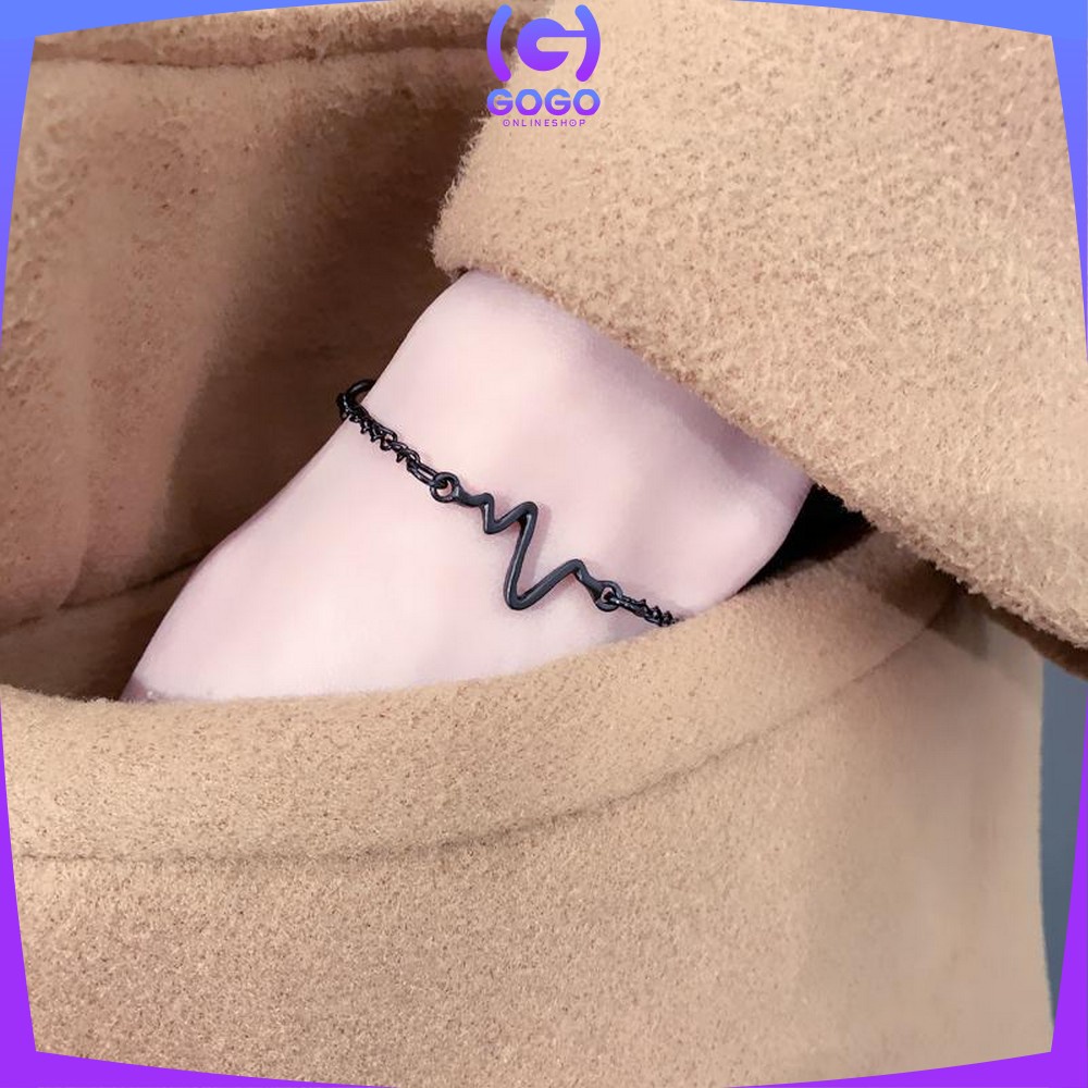 GOGO-K82 Gelang Rantai Bentuk Denyut Jantung Korean Style Pria Wanita Aksesoris Gelang Zigzag Nadi Adjustable Simple