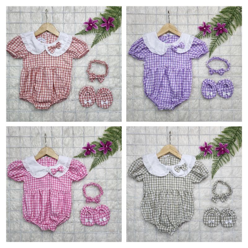 Baju bayi perempuan Set Jumper Tartan