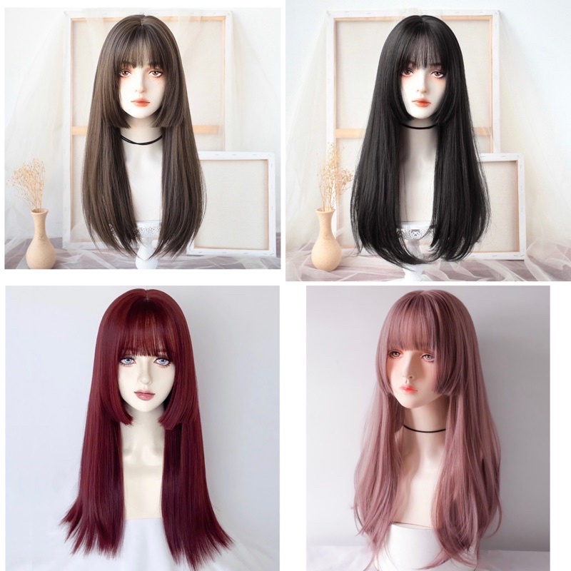 T41B full wig korean style hime cut 55-60 cm