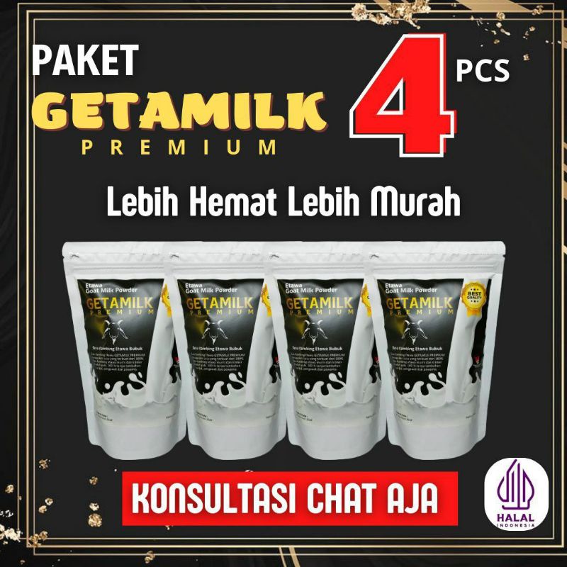 

[Hrg 1 Paket Isi 4] GETAMILK PREMIUM | Susu Kambing Etawa 250g Bubuk Murni HALAL