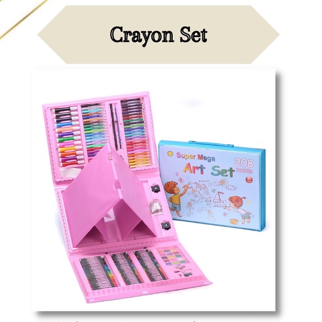 Set Crayon 208 PC / Krayon Mewarna Alat Menggambar dan Mewarnai Anak BIG