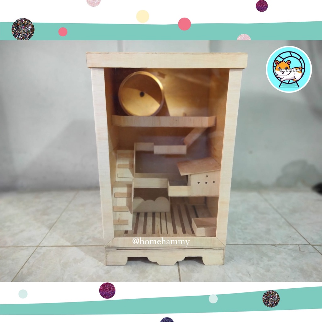 KANDANG HAMSTER TINGKAT 3 SET JOGGING WHEEL