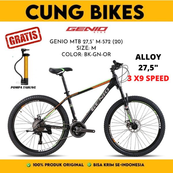 Sepeda gunung MTB 27.5 Inch Genio M 572 Frame Alloy Inner 3 x 9 Speed