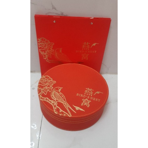 

kotak bulat mewah merah/gift box/motif burung