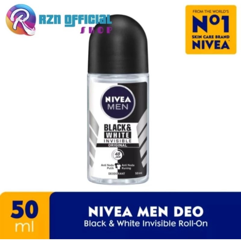 PARFUM PRIA DEODORANT ROLL ON FOR MAN NIVEA FOR MEN BLACK &amp; WHITE INVISIBLE ORIGINAL 50ML