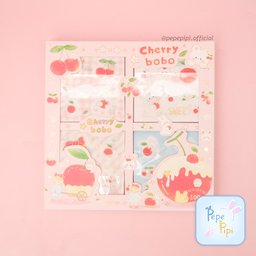 Sticker Senmu Joytop ST-2364 Isi 100  Paket Sticker stiker jurnaling journal set buku alat tulis sekolah pastel pink lucu box