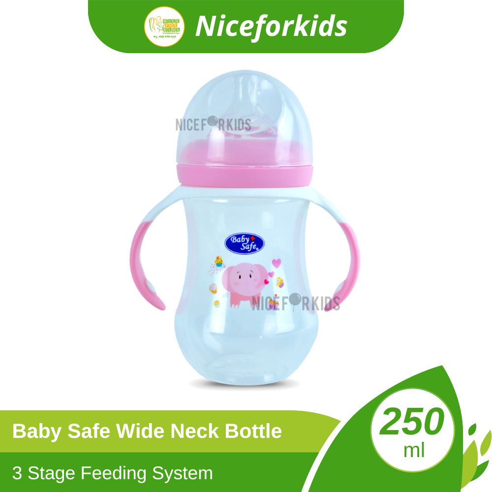 Baby Safe Bottle Wide Neck 3 Stage 250ml (WN30) / Botol Minum Susu Bayi