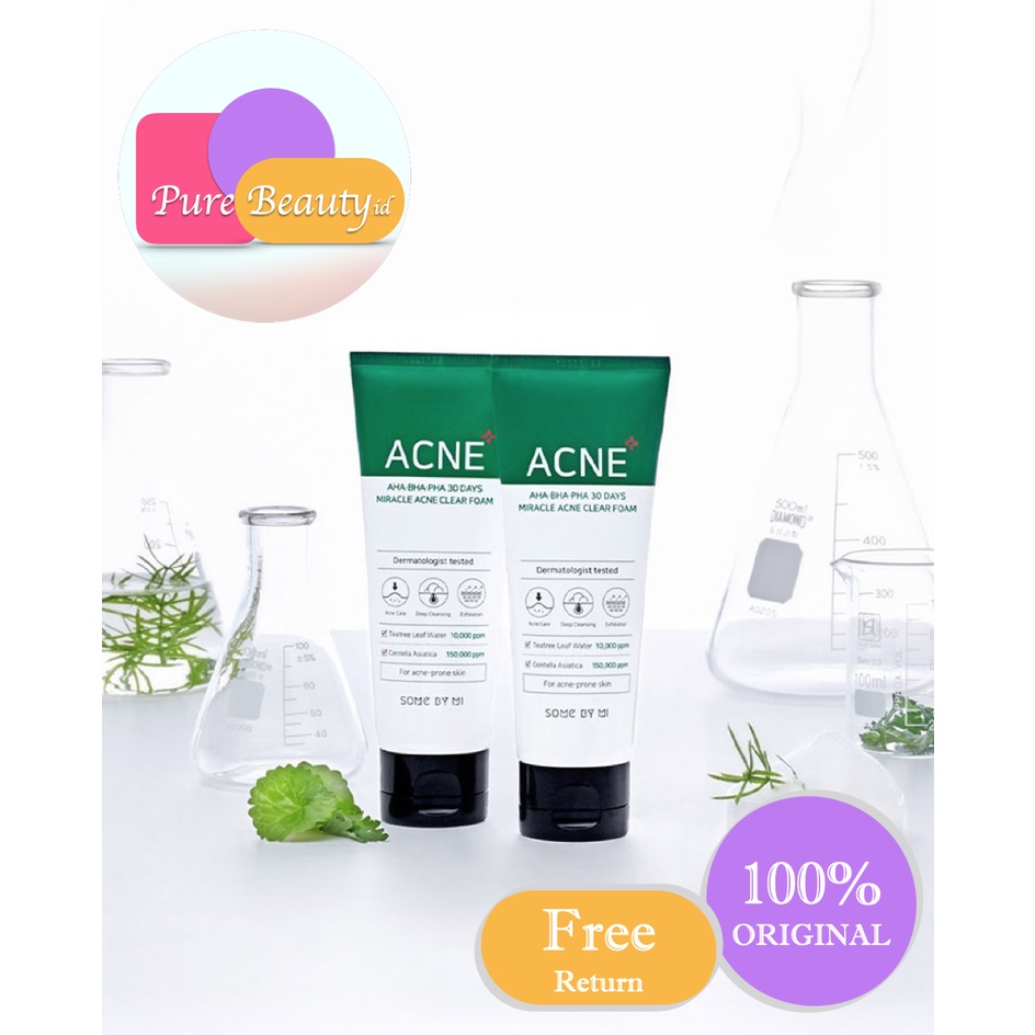 SOME BY MI 30 Days Miracle Acne Clear Foam Cleanser 100ml 2pcs Mengontrol minyak Meringankan gejala jerawat ❤ 100% Original ❤