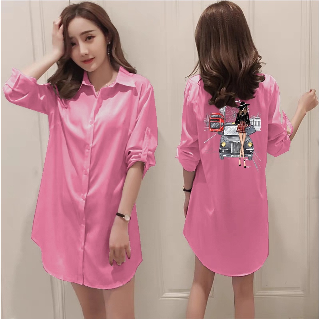 FWG - LONGTOP BACK LADY / ATASAN KEMEJA WANITA TERBARU / LONGTOP / BAJU ATASAN KOREA / FASHION WANITA / ATASAN KEMEJA