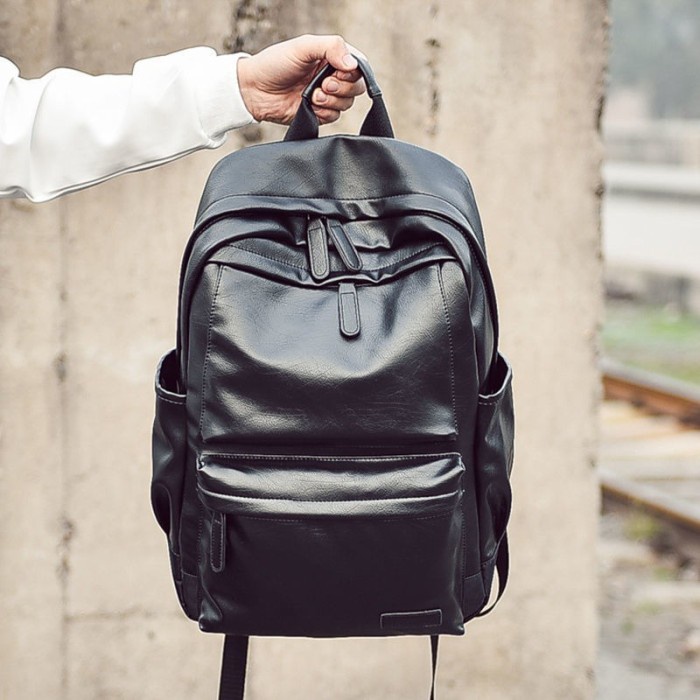 Ransel Kulit Pria MORRENO (Black) LX - BASIC