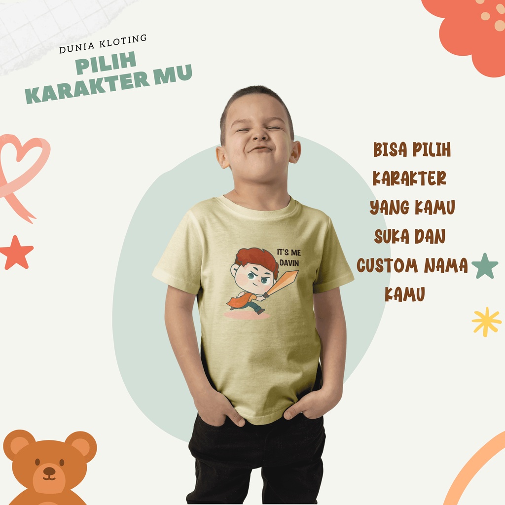 Kaos Custom Anak Gratis Tambah Nama / Baju Sablon Anak / Kaos Sablon Anak