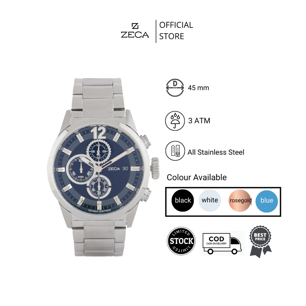 Zeca  Jam Tangan Pria Stainless Steel Chrono Original 2010MA series