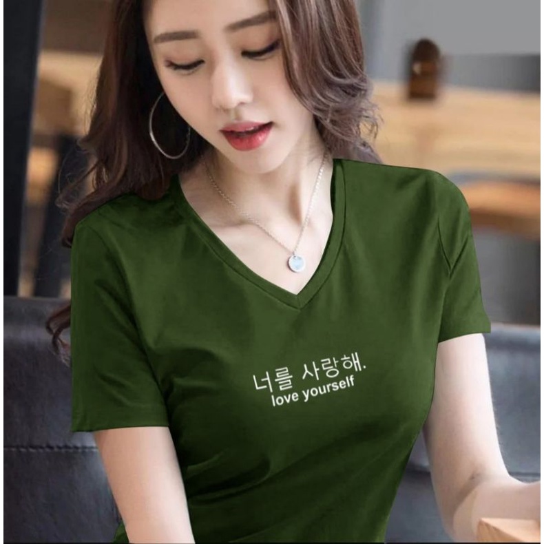 BAJU KAOS V NECK ATASAN WANITA/KAOS ATASAN WANITA/KAOS SPANDEK LEMBUT