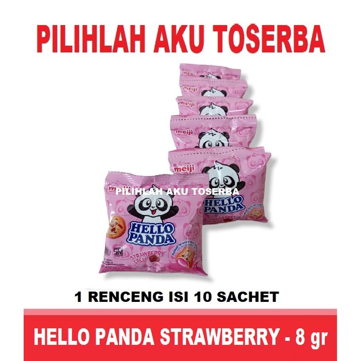 Meiji HELLO PANDA Biscuit STRAWBERRY RENCENG - (HARGA 1 RENCENG)