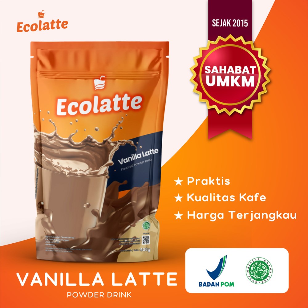 [1 KG] ECOLATTE VANILLA LATTE 1 KG Premium Powder Drink Bubuk Minuman Enak