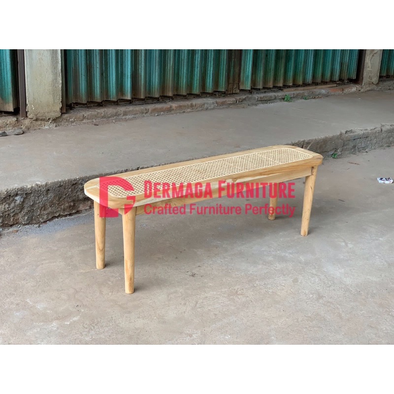 PRE ORDER STOOL BENCH ROTAN KAYU JATI STOOL CAFE STOOL ROTAN MINIMALIS TERMURAH