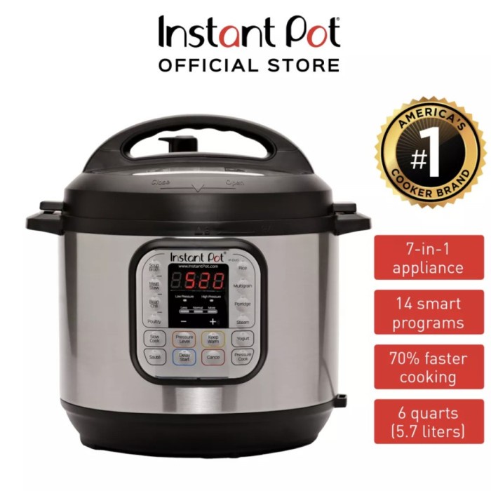 INSTANT POT PRESSURE COOKER DUO CLASSIC 7IN1 6QT D60SP /PRESTO LISTRIK