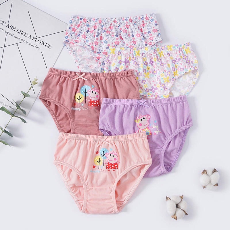 SET Celana Dalam Anak Perempuan Bahan Katun Import Premium Gambar PeppaPig Pink Isi 5 Pcs Free Box Lucu Celana Dalam Anak Bahan Katun Lucu Kolor Anak Murah