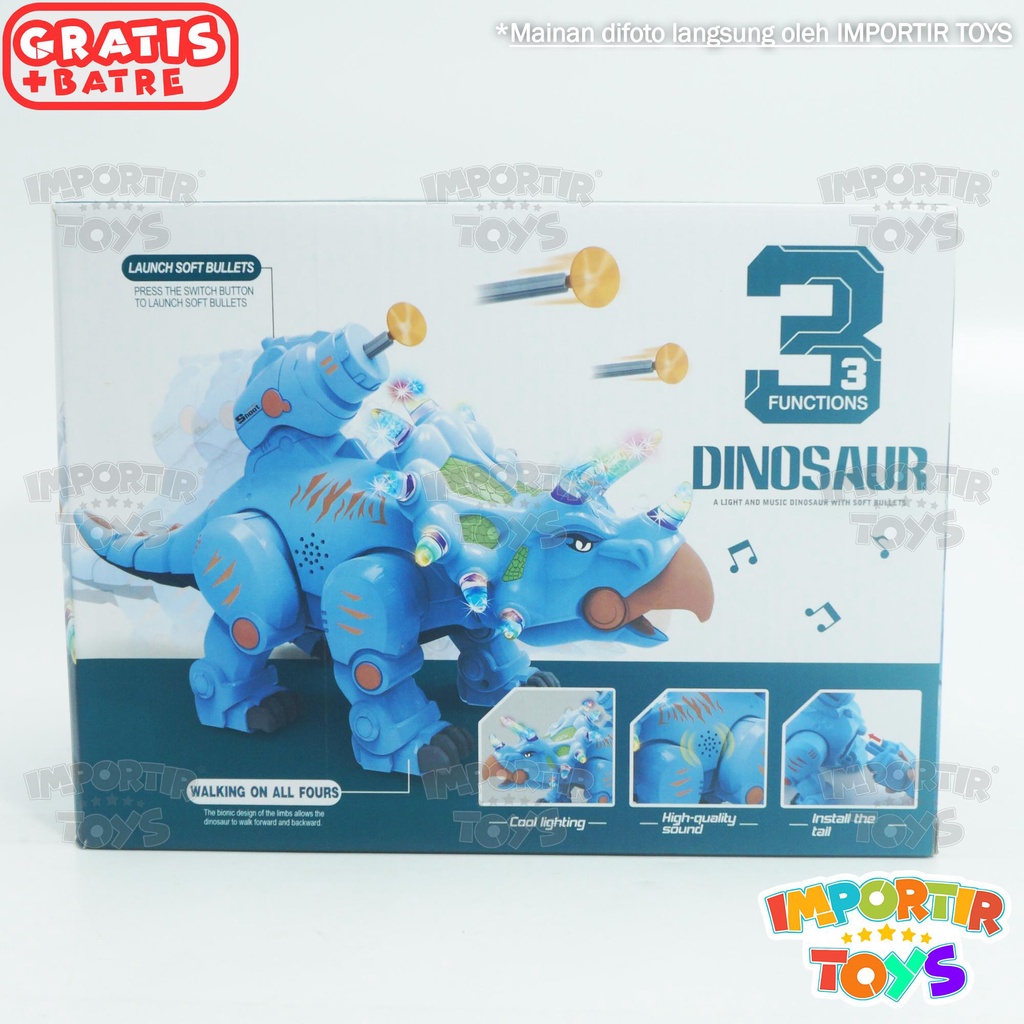 Mainan Anak Robot Dinosaur dgn 3 Fungsi High Quality Free Baterai