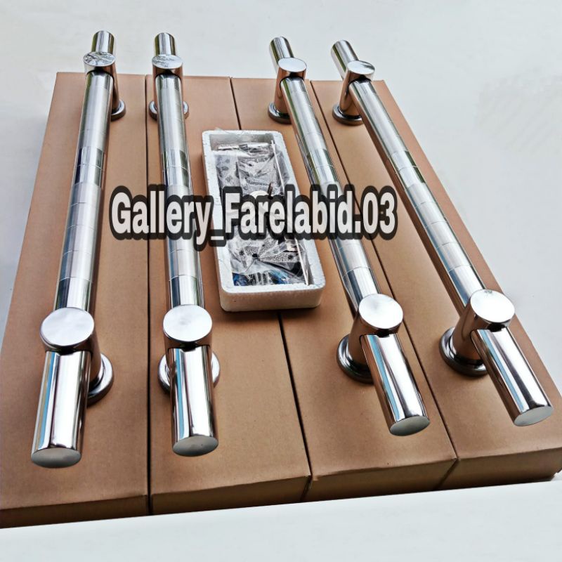 1 Meter Set Kunci Handle Tarikan Pintu Rumah Stainless Steel Bulat Spb Gagang Pintu Kupu Tarung 100 Cm Pegangan Pintu Minimalis