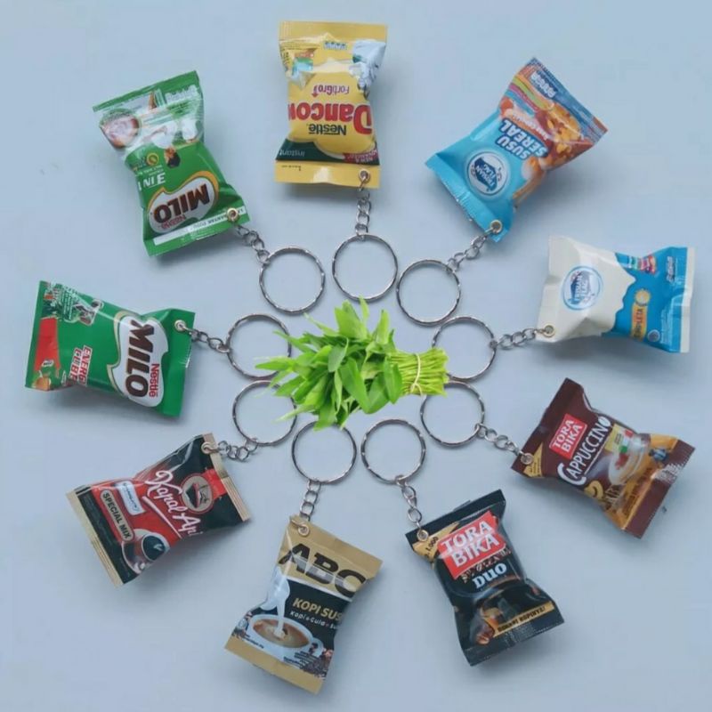 Paket Usaha Gantungan Kunci Snack isi 100 / Miniatur Snack Lucu Murah Grosir / Souvenir Pernikahan Unik