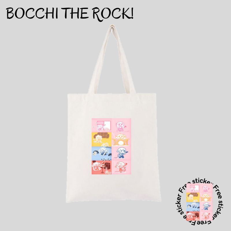 TOTE BAG ANIME BOCCHI THE ROCK! HITORI GOTOU | RYO YAMADA | IKUYO KITA | NIJIKA IJICHI FREE STICKER