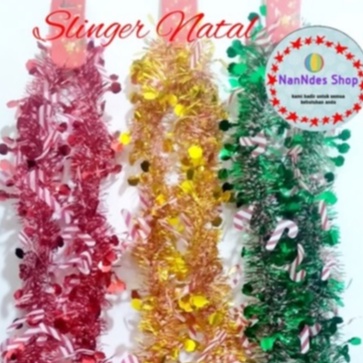 Slinger Natal Baru Permen Candy Stick Hijau Merah Emas Rumbai Unik Hiasan Properti Merry Christmas