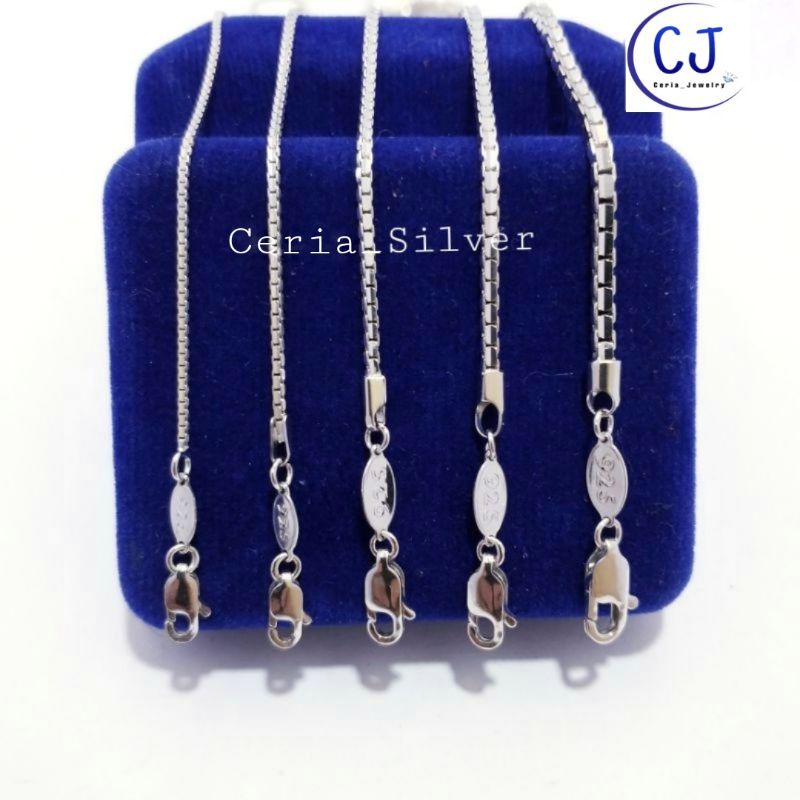 Kalung Perak Pria Wanita Silver Asli 925 Lapis Emas Putih Italy Santa - Kalung Pria Wanita Anti Karat - Kalung Perak Asli 925 Lapis Emas Putih Wanita