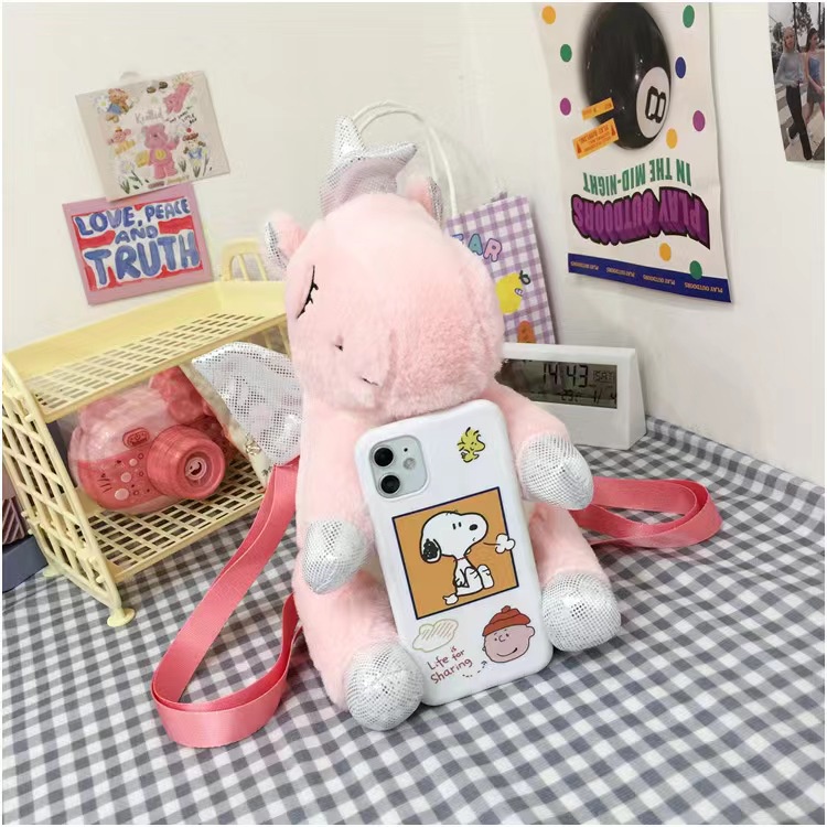 （COD)Tas Ransel Fashion Motif Kartun Karakter Hewan Warna Pink  Unicorn Anak &amp; Dewasa