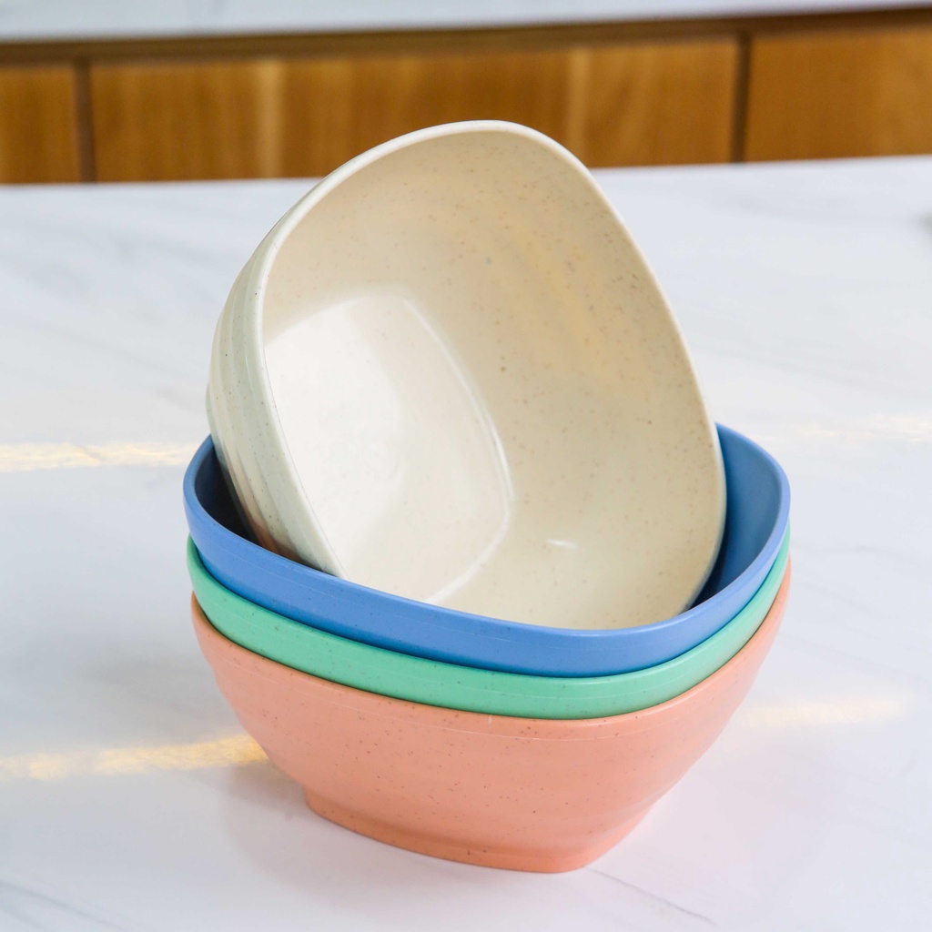 ISI 4-5 Piring Makan Plastik Mangkok Mie Instan | AIUEO Piring Makan Set 19.5cm Free Mangkok Set Wheat Straw Aesthetic Estetik Plastik