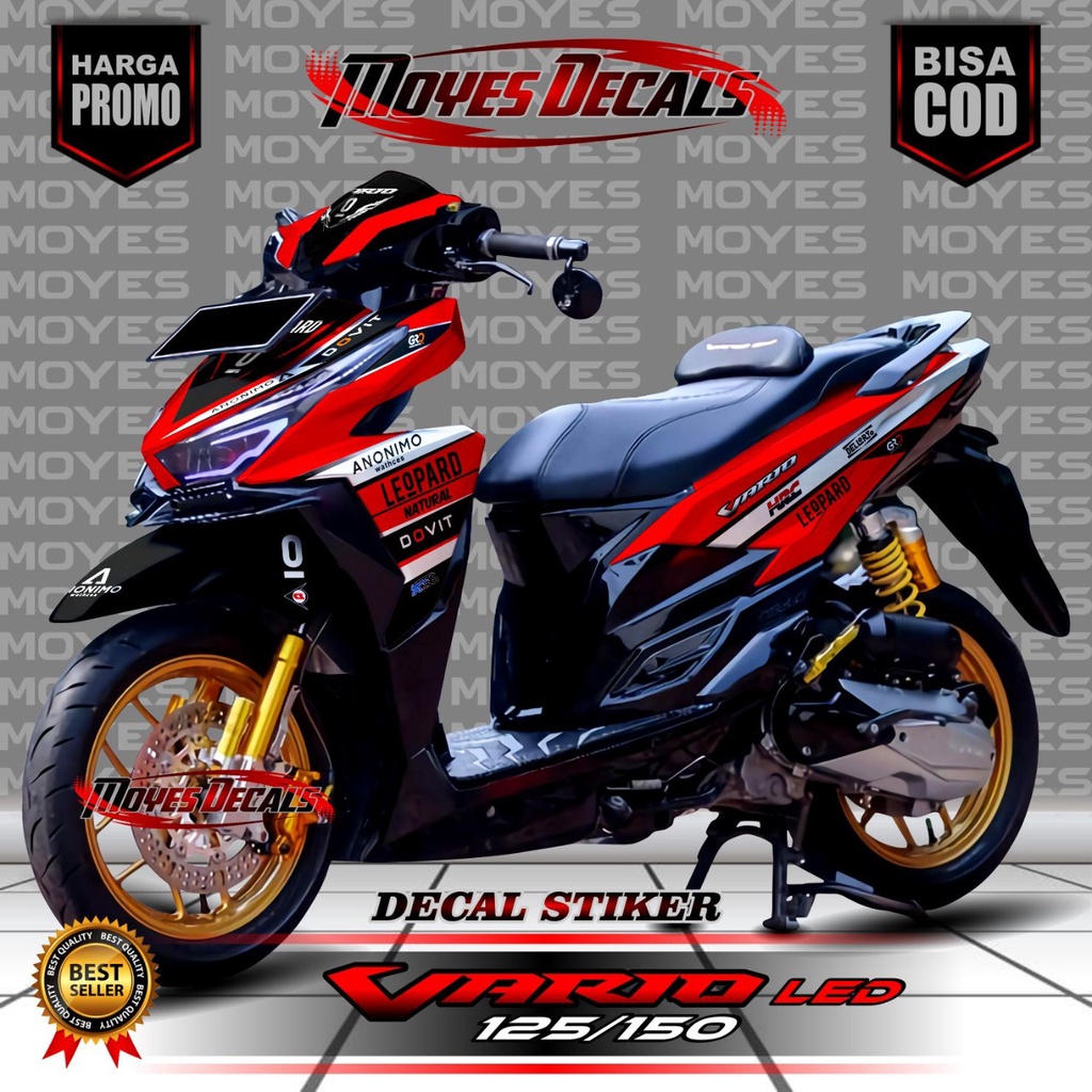 Bisa COD decal vario led stiker decal motor vario 125/150 led. decal full body vario 125 led Leopard