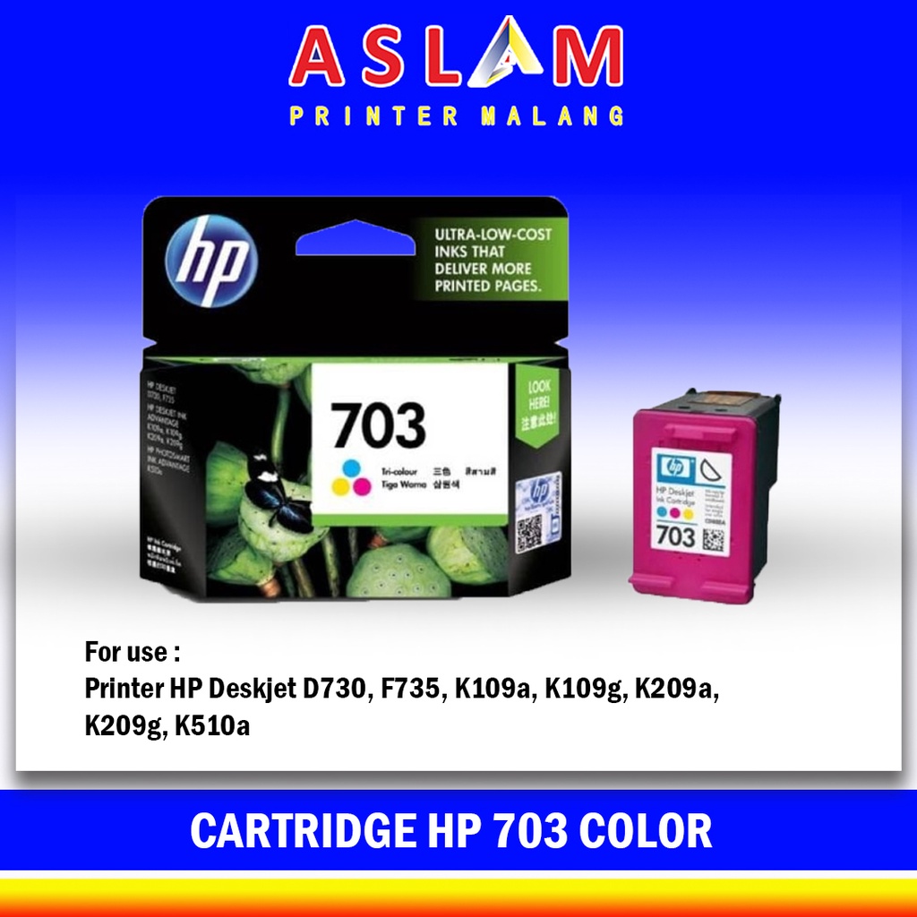 Catridge Catridge HP 703 Tri-Colour Original Color Ink Cartridge CD888AA Katrid Tinta Warna Printer 