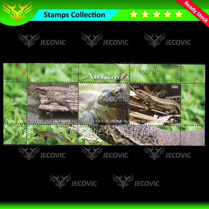 

Djibouti Reptiles Series 2012, Prangko Souvenir Sheets