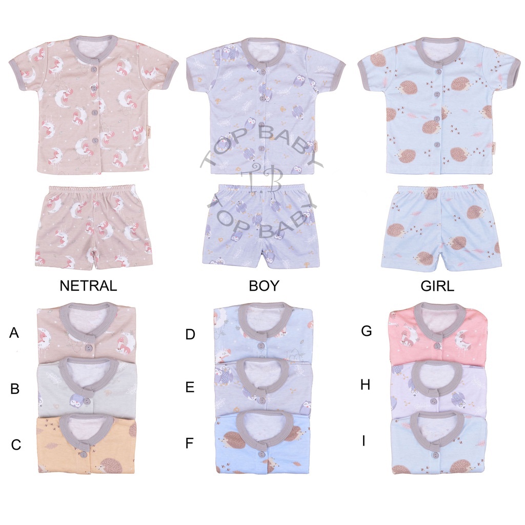 Piyama bayi Winteku setelan kancing pendek - 4690