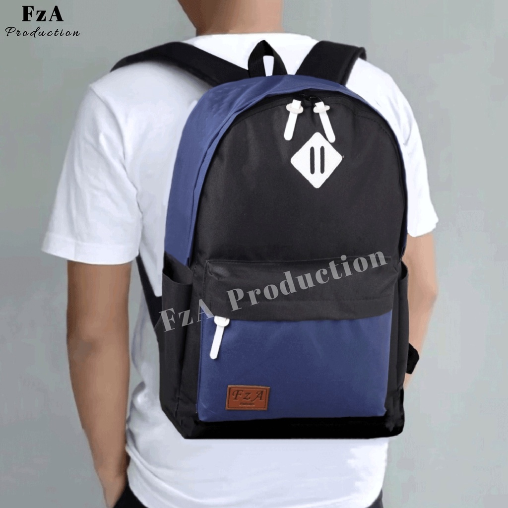 FzA Official - Tas Ransel Distro Original Casual pria Wanita / Tas Ransel Laptop / Backpack Sekolah Kuliah Distro Original Tas Punggung Laptop - Black Navy