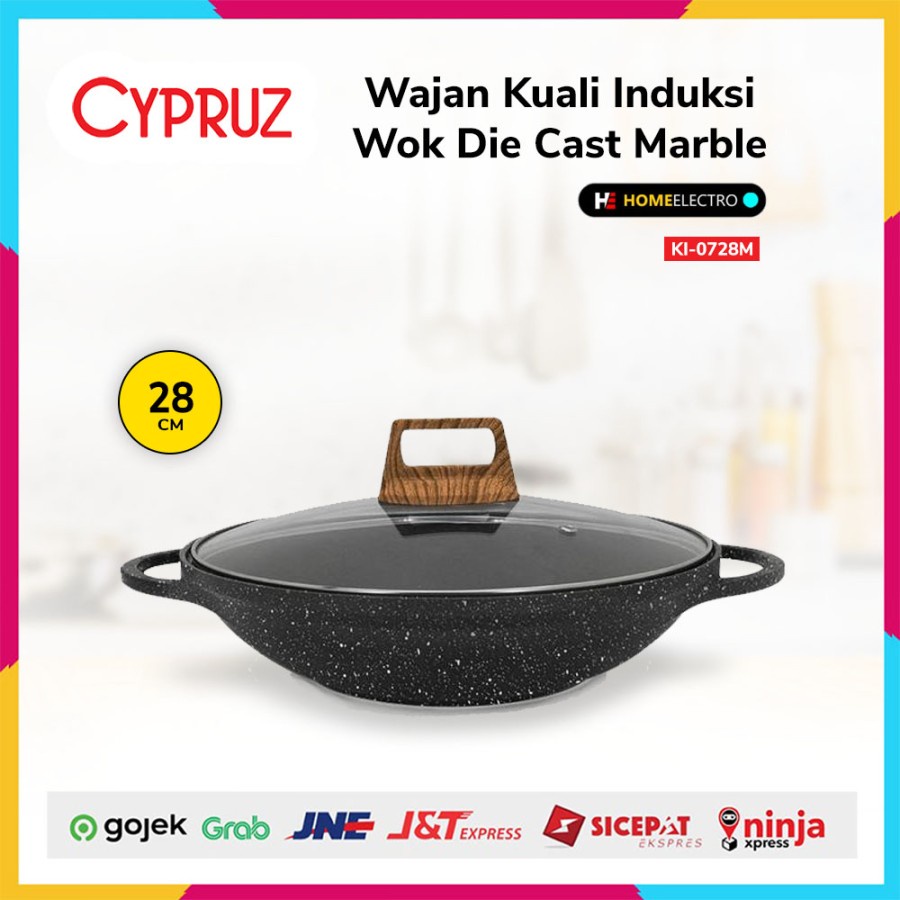 Cypruz KI-0728-M Wajan Kuali Induksi Wok Die Cast Marble 28 cm KI-0728