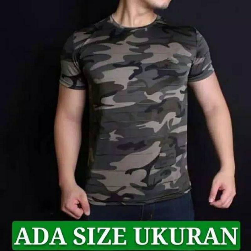 KAOS ARMY PRIA TENTARA LORENG BAJU KAOS LAKI LAKI ARMI LENGAN PENDEK SIZE M - XXL