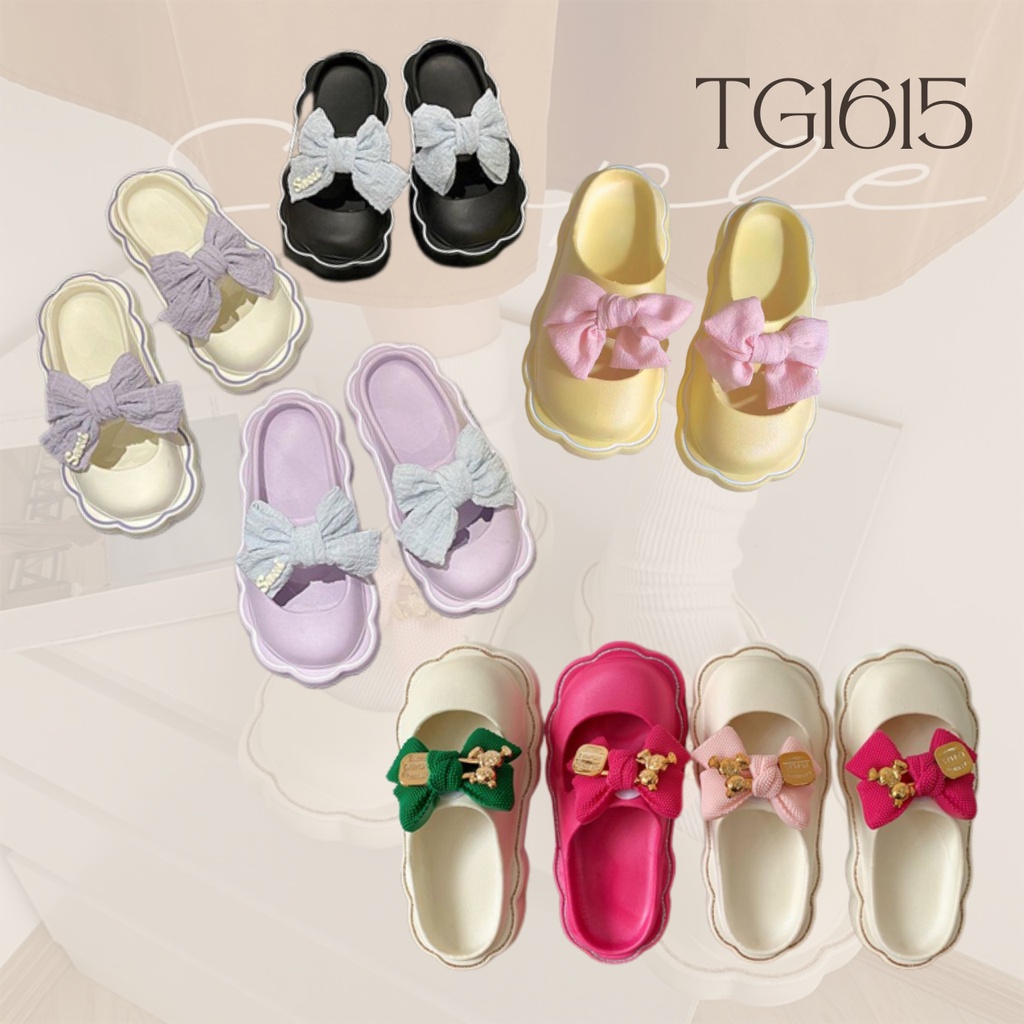 SHOEGALLERY TG1615 Sandal Jelly Slip On Wanita Import Motif Pita Korean Girl Style