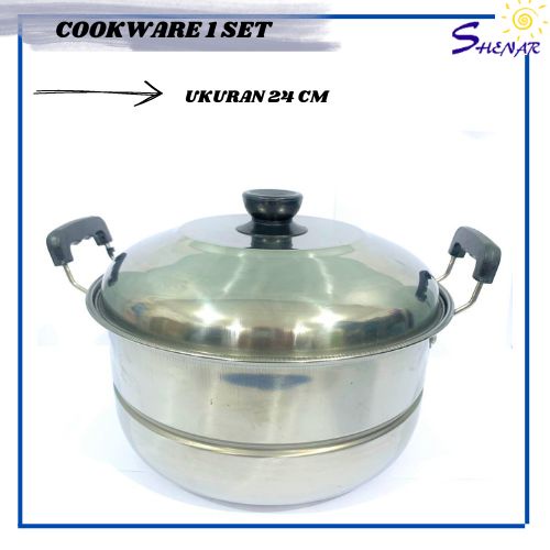 SHENAR PANCI REBUS SATUAN / PANCI SUP SOUP MIE BAHAN STAINLESS DENGAN TUTUP UKURAN 26CM, 24CM, 22 CM