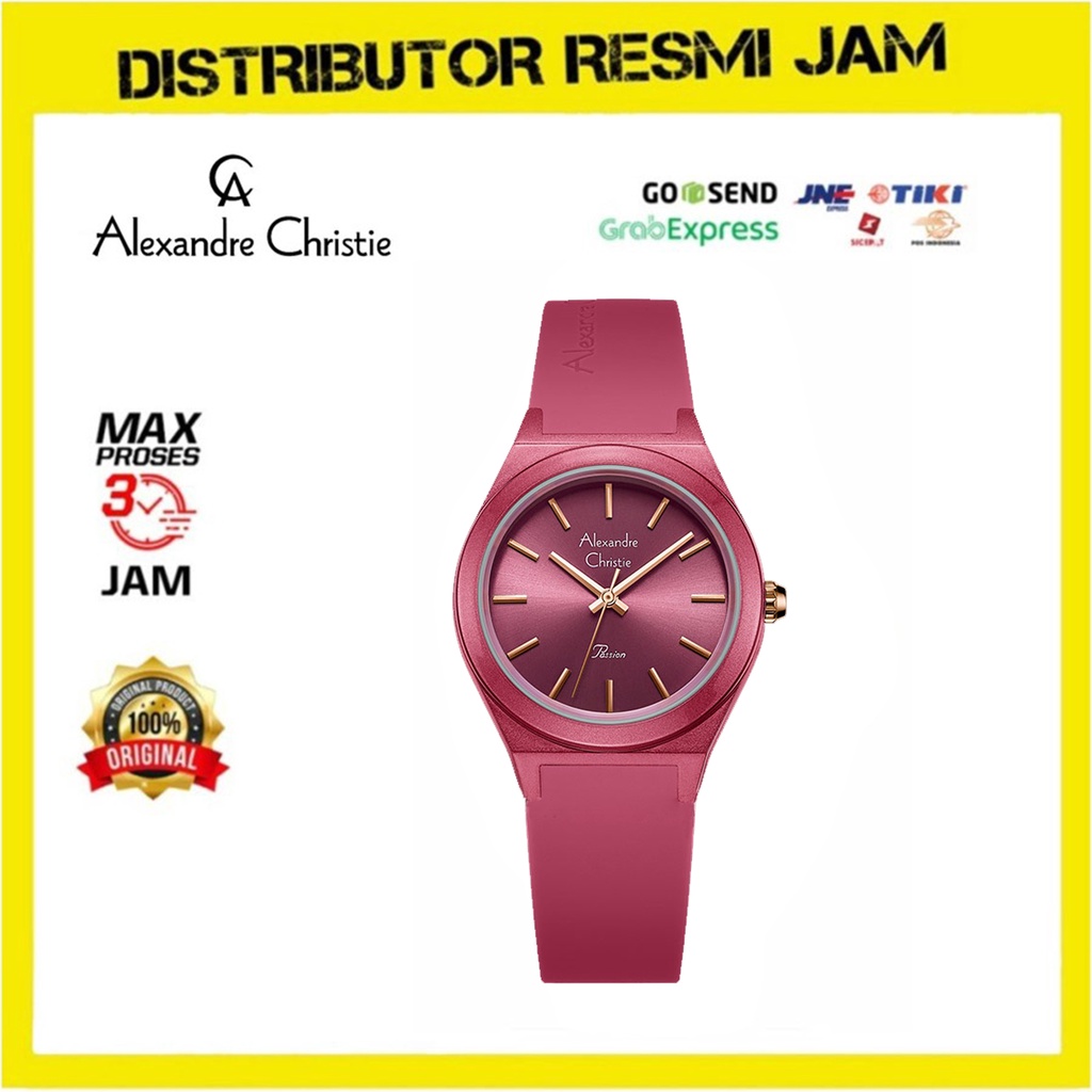 Jam Tangan Wanita Alexandre Christie AC 2A07 AC2A07 Red