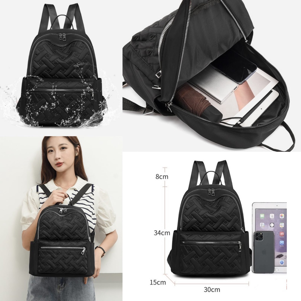 TAS RANSEL WANITA KOREA ANTI AIR HITAM KUROMA BACKPACK CEWEK IMPORT TA694B5 PUNGGUNG GENDONG BRANDED SEKOLAH KULIAH KERJA PREMIUM REMAJA KEKINIAN