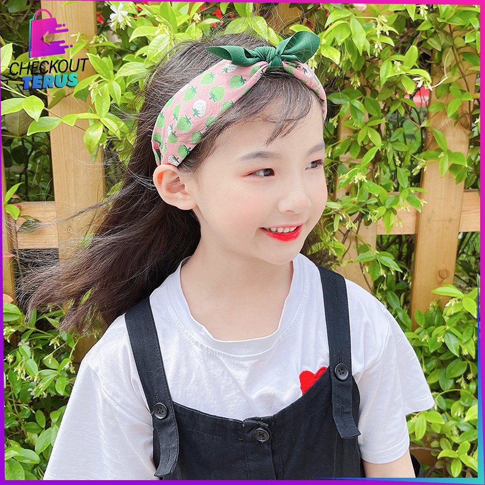 CT C741 Aksesoris Rambut Wanita Ala Korean Bando Anak Bandana Kain Motif Pita Kupu Model Simpul Style Import