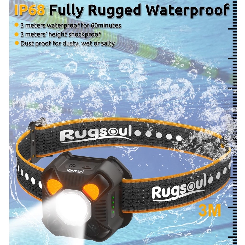 Topspot Headlamp Flashlight IP68 Waterproof Outdoor Rechargeable high quality LED Headlamp with 5 Lighting Modes Ultra-Light Bright Headlight for diving Camping, Hiking, Fishing, Cycling, Hunting Gear Running
