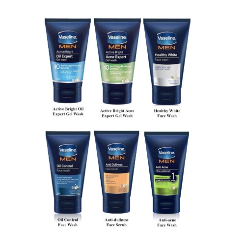 Vaseline Men Oil Control, Anti-acne, Healthy White Face Wash, Active Bright Oil, Active Bright Acne 