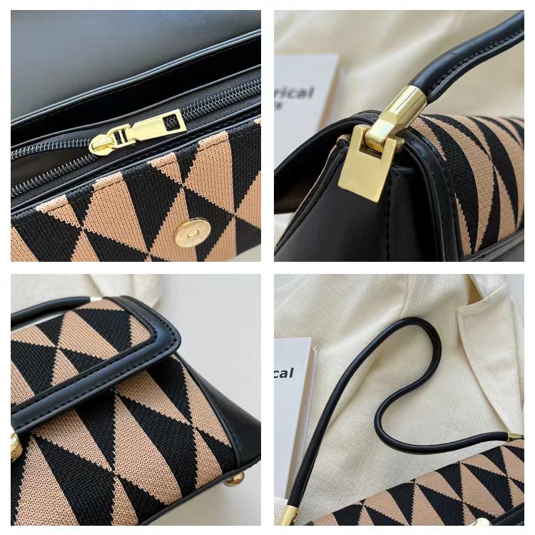 BJ61438 - BLACK/BROWN/COFFEE - TAS SLEMPANG MOTIF SEGITIGA MOZAIK WANITA FASHION IMPORT MODIS ELEGAN TERMURAH TERLARIS TERBARU BAGSTORE JAKARTA TAS BATAM ZC1438