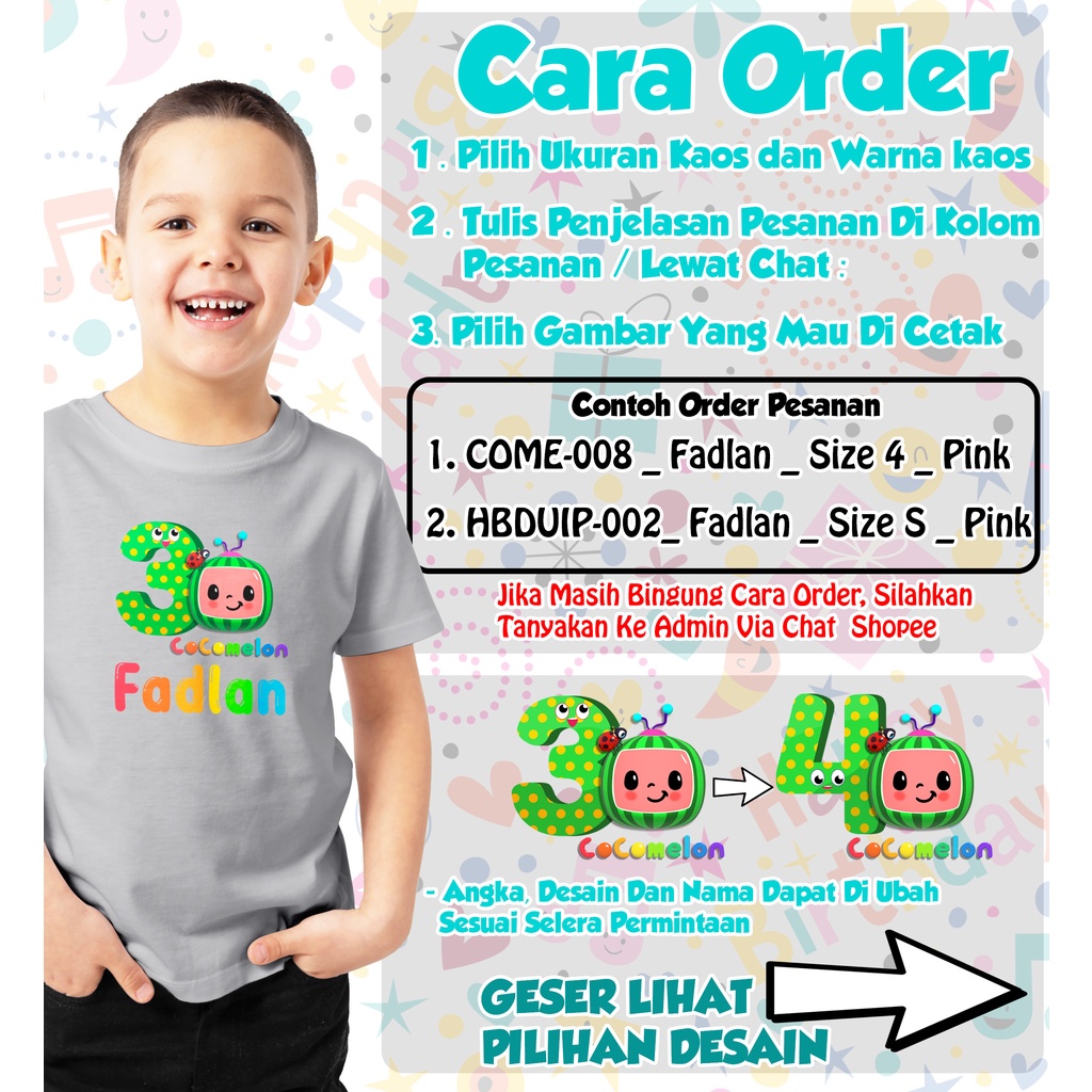 FREE CUSTOM NAMA | Kaos Ulang Tahun / Birthday Anak Laki / Perempuan / Family Set / Couple Keluarga Design Angka / Number Design Bahan Katun Cotton Combed 30s Premium