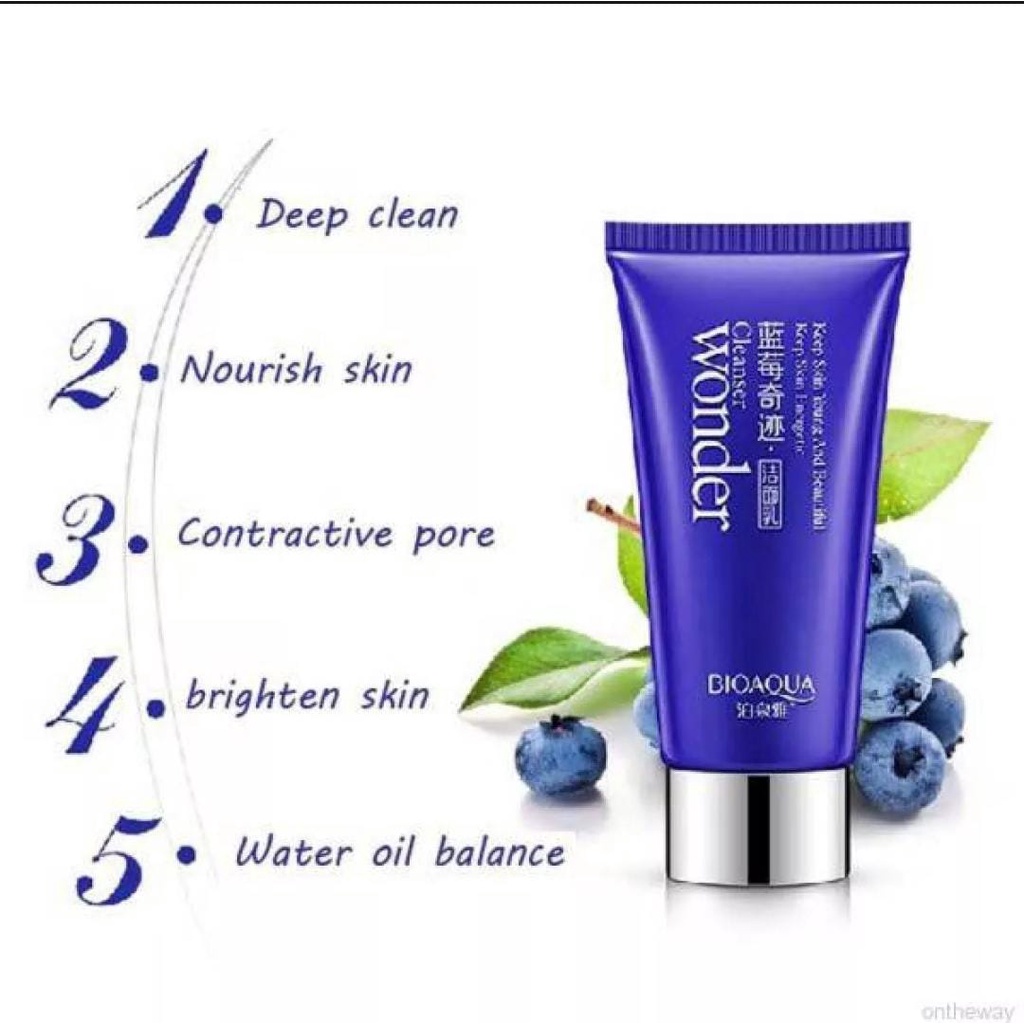 GIRLSNEED77 Medan Wonder Blueberry Cleanser Moisturizing Brightening Facial Foam Cleanser - Pembersih Wajah Foam Bio Aqua Dengan Extract Blueberry Menutrisi Wajah Melembabkan Melembutkan Memutihkan Wajah - 100 gr