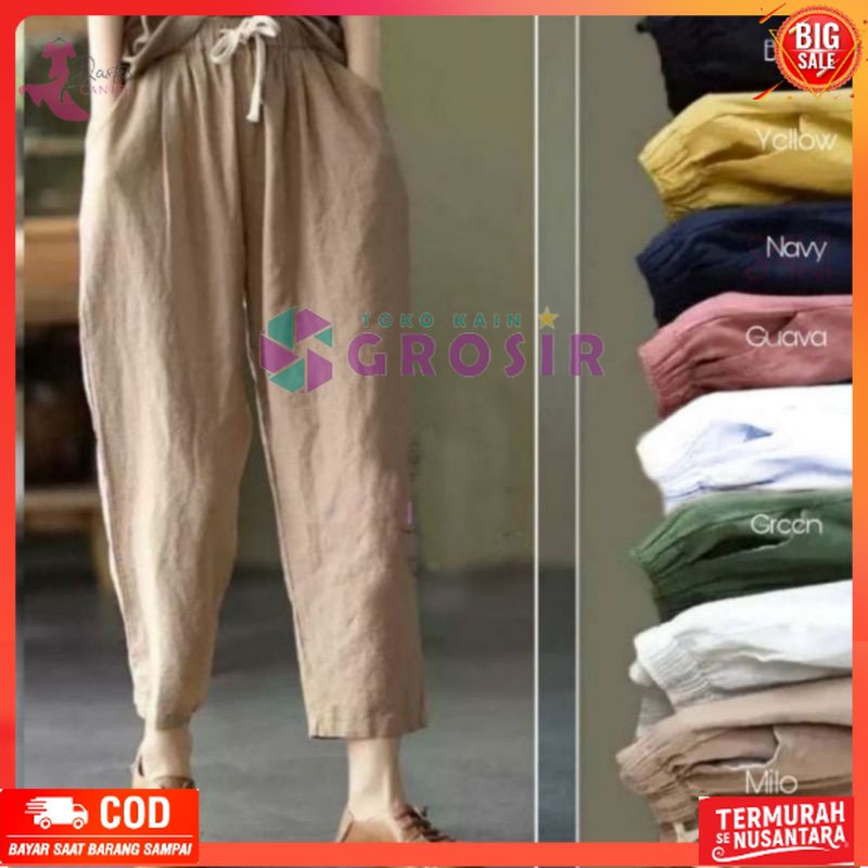Celana Wanita Dewasa Bahan Katun//LINEN Katun terbaru viral